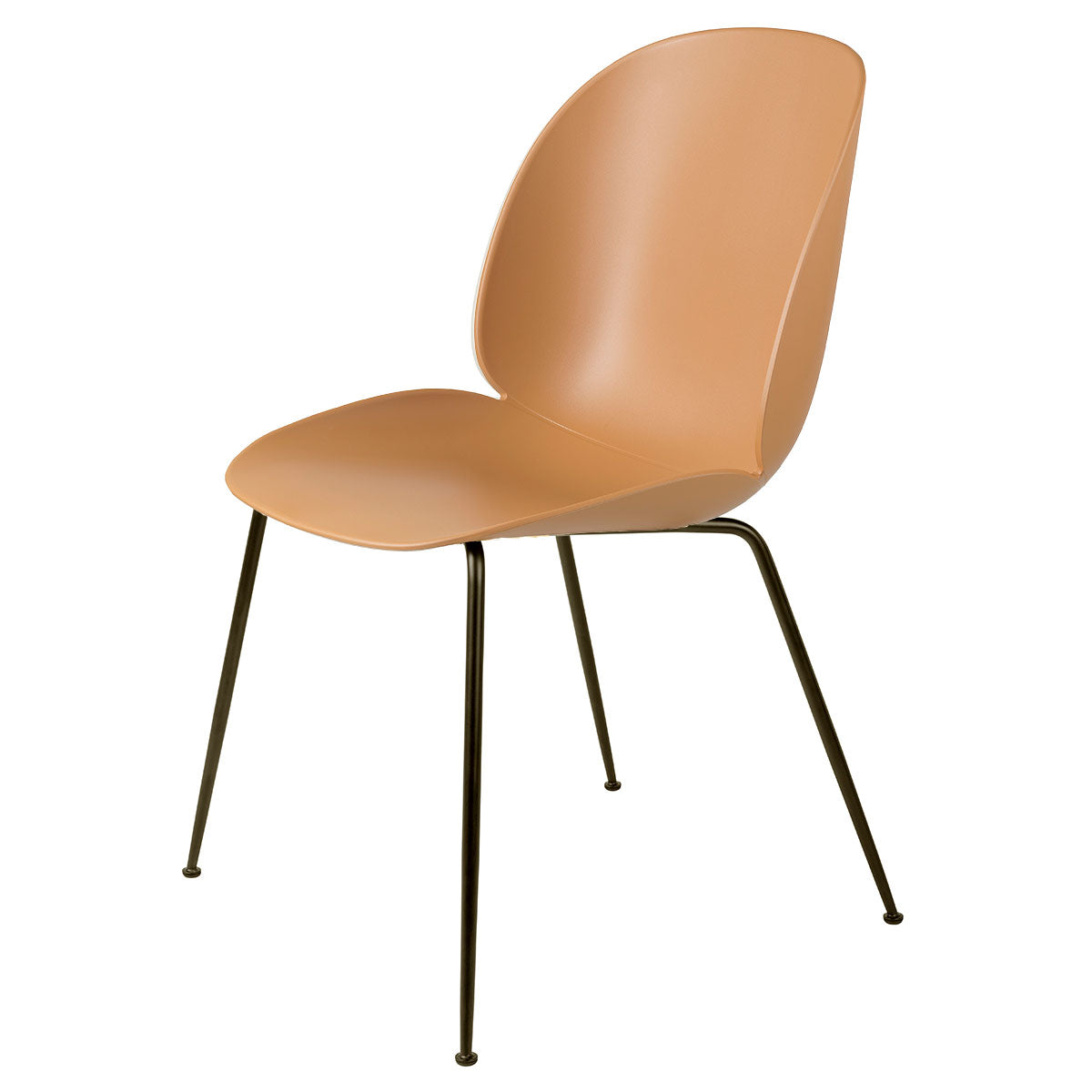 Beetle Plastic Chair Metal Base | Amber Brown Plastic Shell