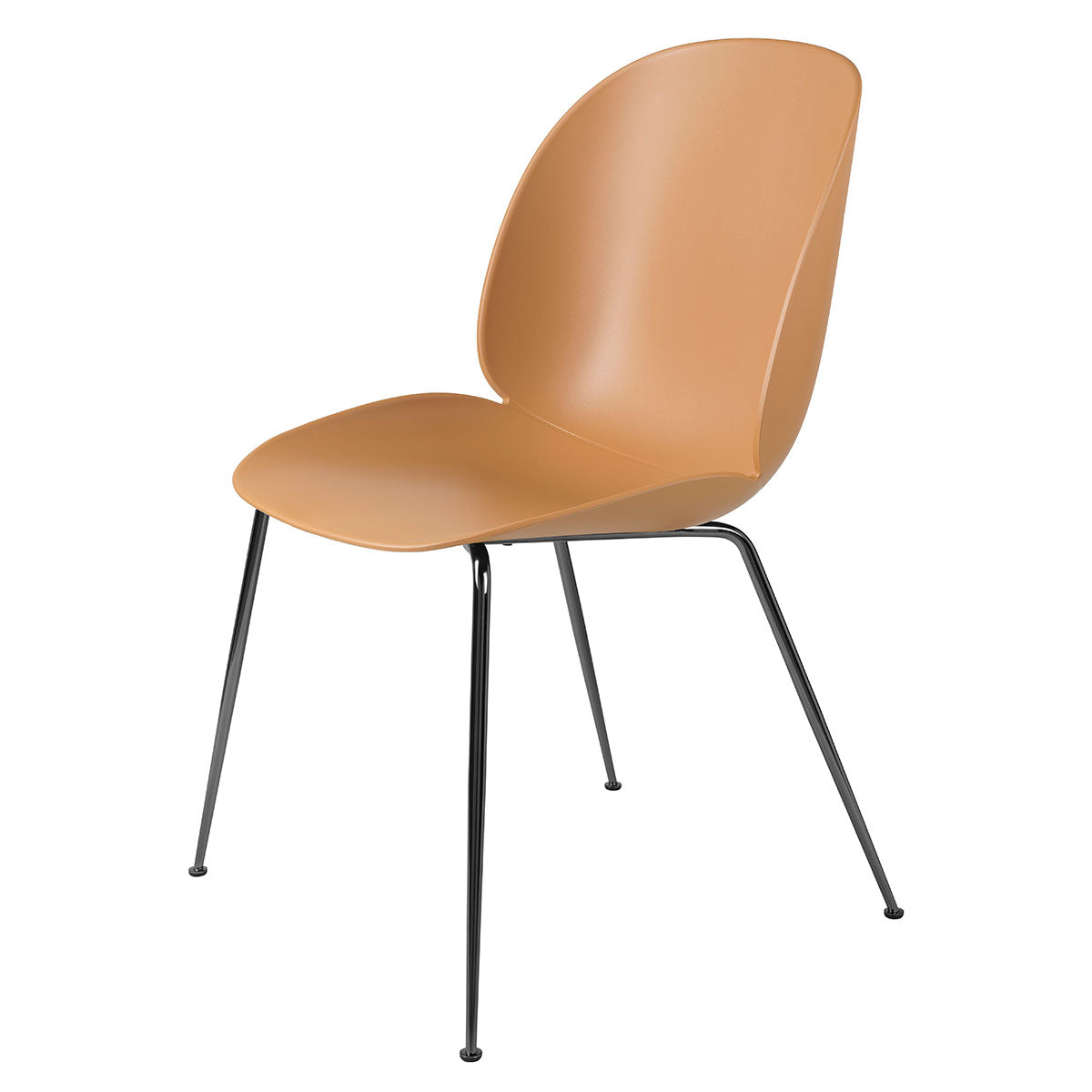 Beetle Plastic Chair Metal Base | Amber Brown Plastic Shell