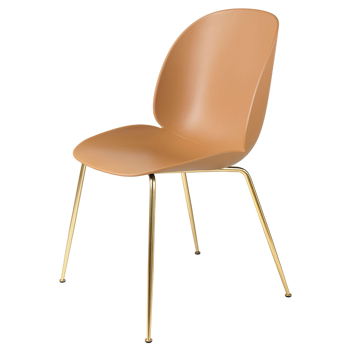 Beetle Plastic Chair Metal Base | Amber Brown Plastic Shell
