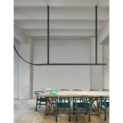 Belt Suspension Lamp | Black Leather
