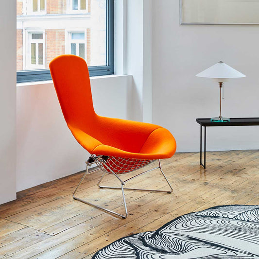 Bertoia Bird Armchair | Divina 542 Orange Upholstery
