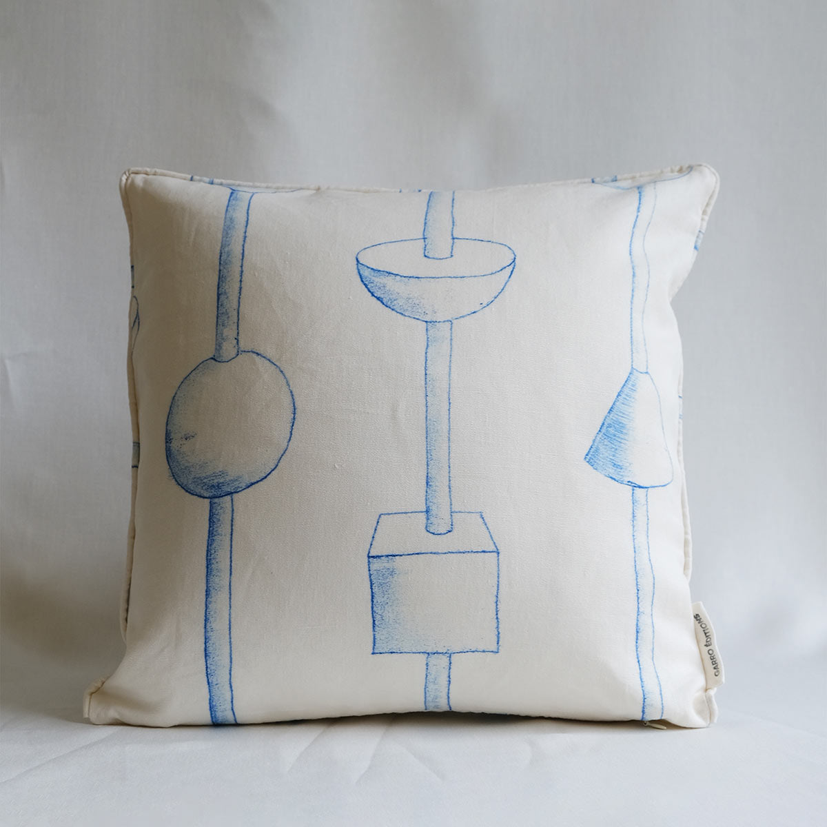 Blue Kebab Linen Cushion 45x45cm | Blue and White Linen