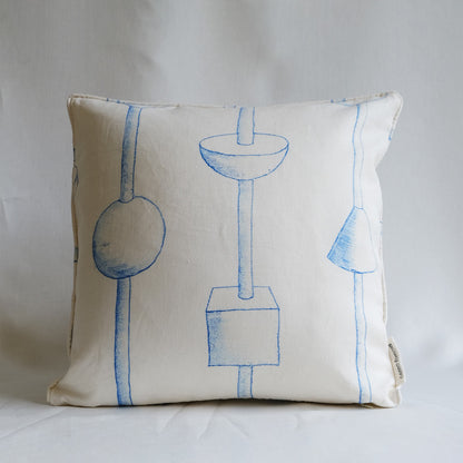 Blue Kebab Linen Cushion 45x45cm | Blue and White Linen