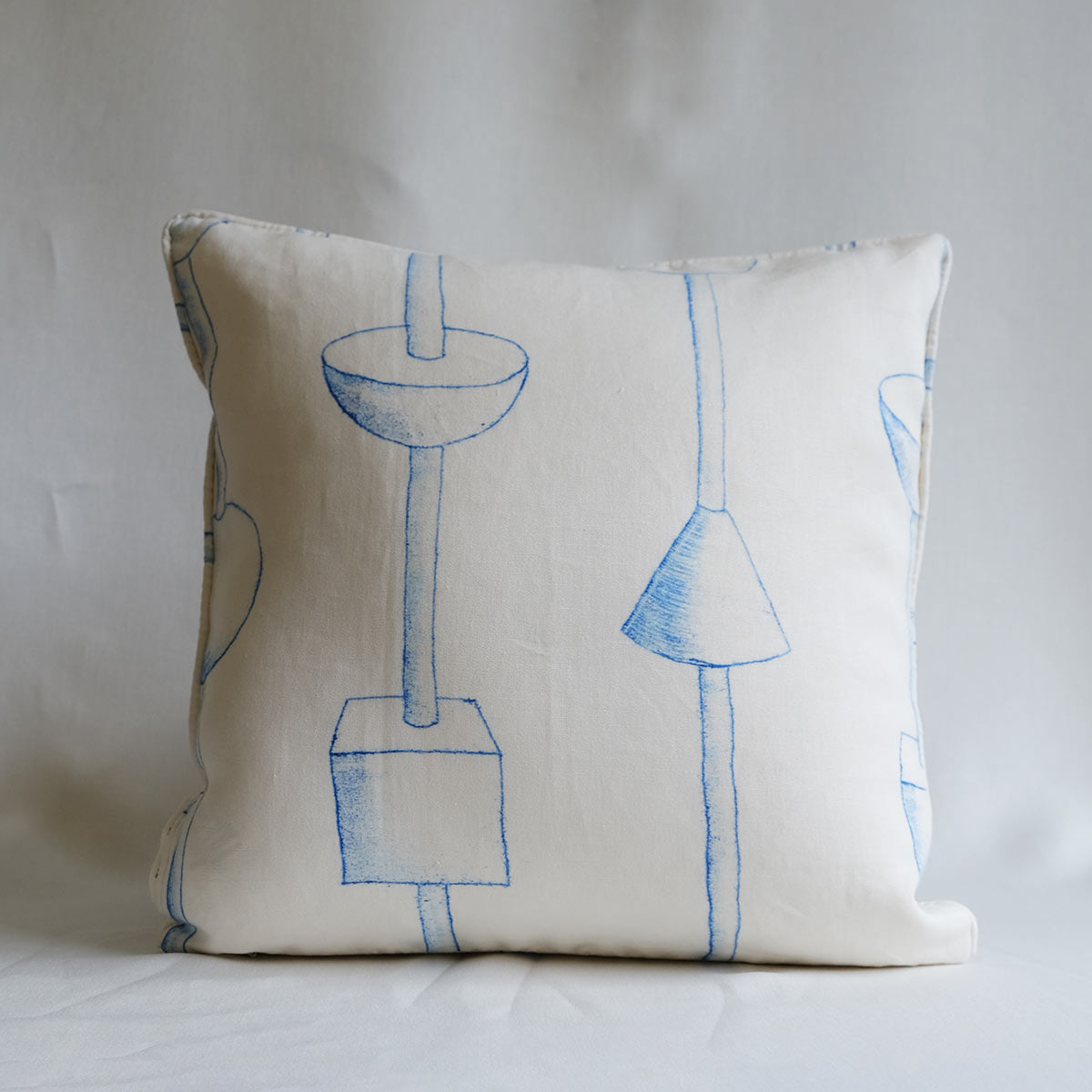 Blue Kebab Linen Cushion 45x45cm | Blue and White Linen