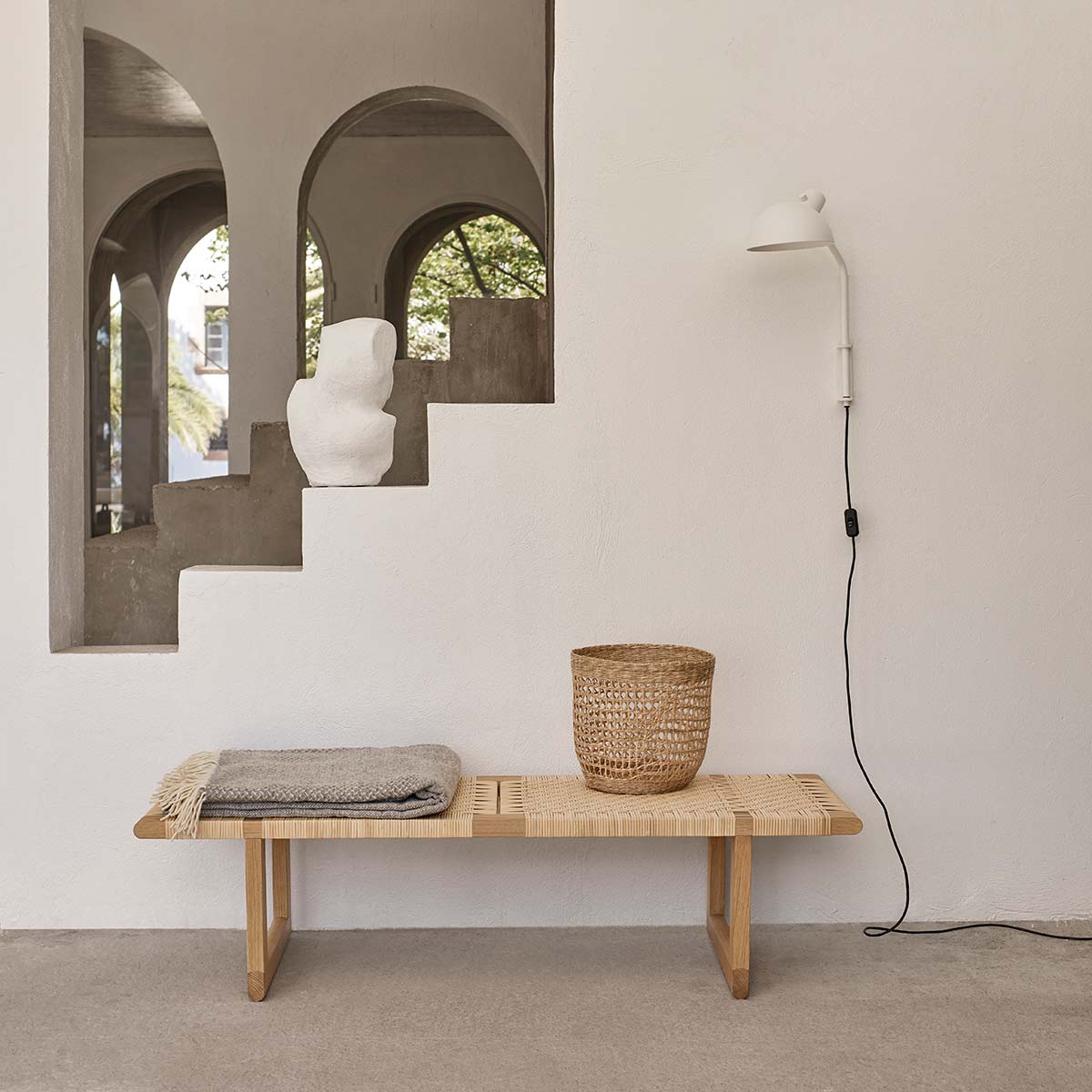 BM0488L Table Bench | Rattan Top
