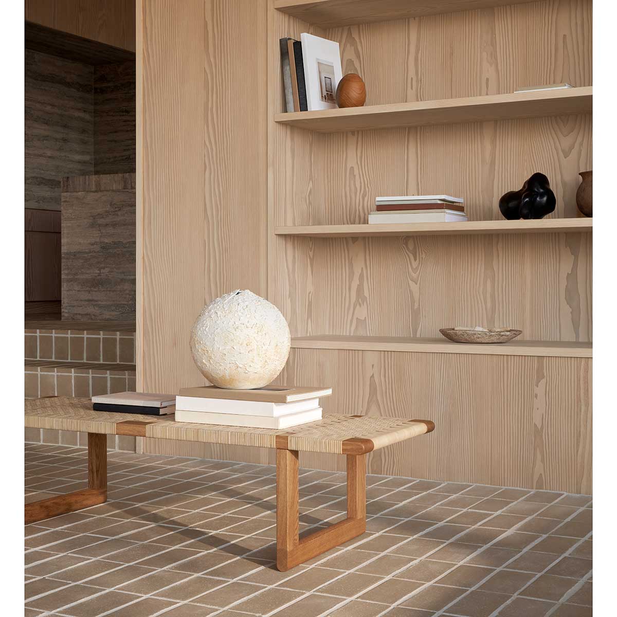 BM0489L Table Bench | Woven Paper Cord Seat
