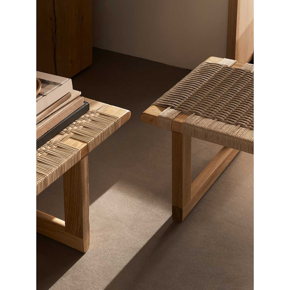BM0489S Table Bench | Woven Paper Cord Seat