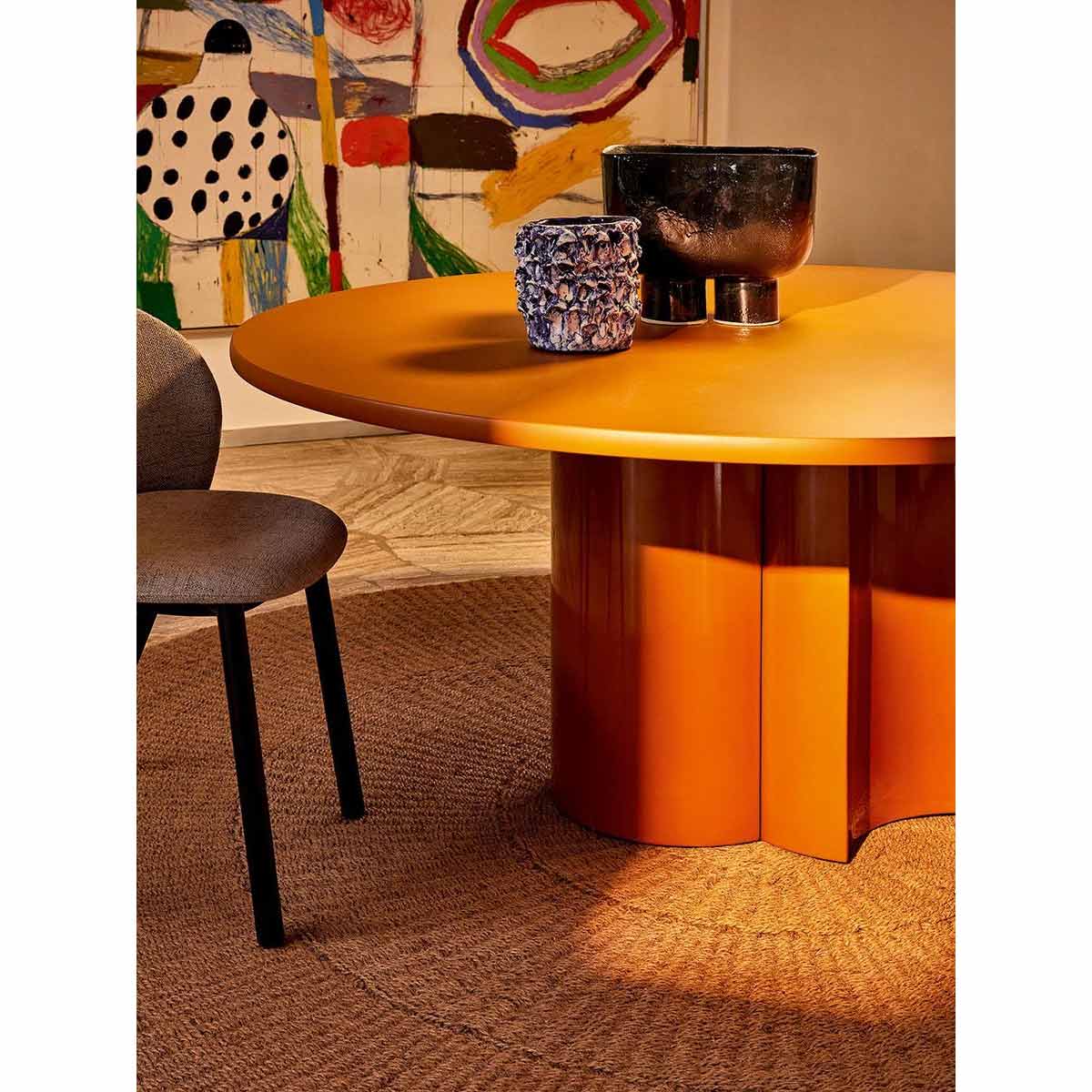 Bol Small Round Dining Table | Matt Lacquered Caramel