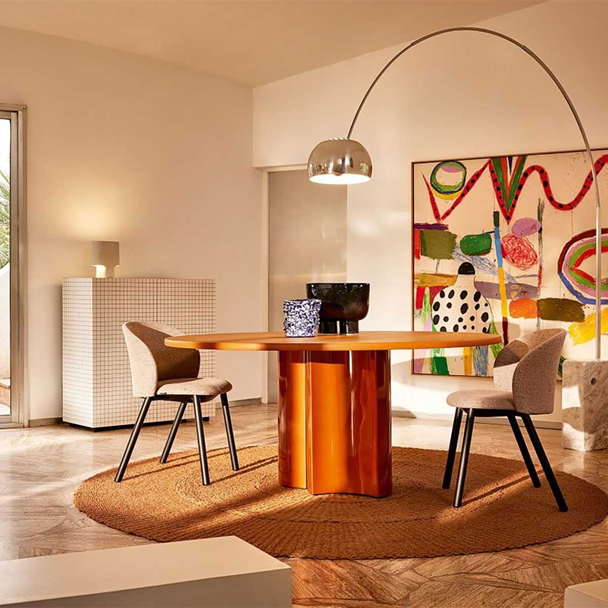 Bol Small Round Dining Table | Matt Lacquered Caramel