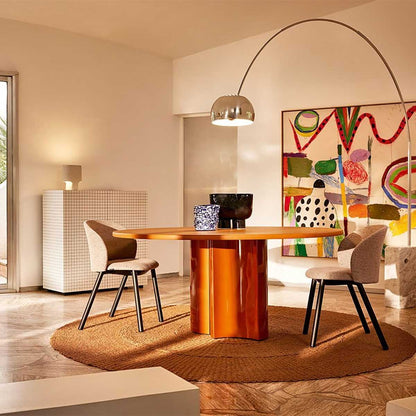 Bol Small Round Dining Table | Matt Lacquered Caramel