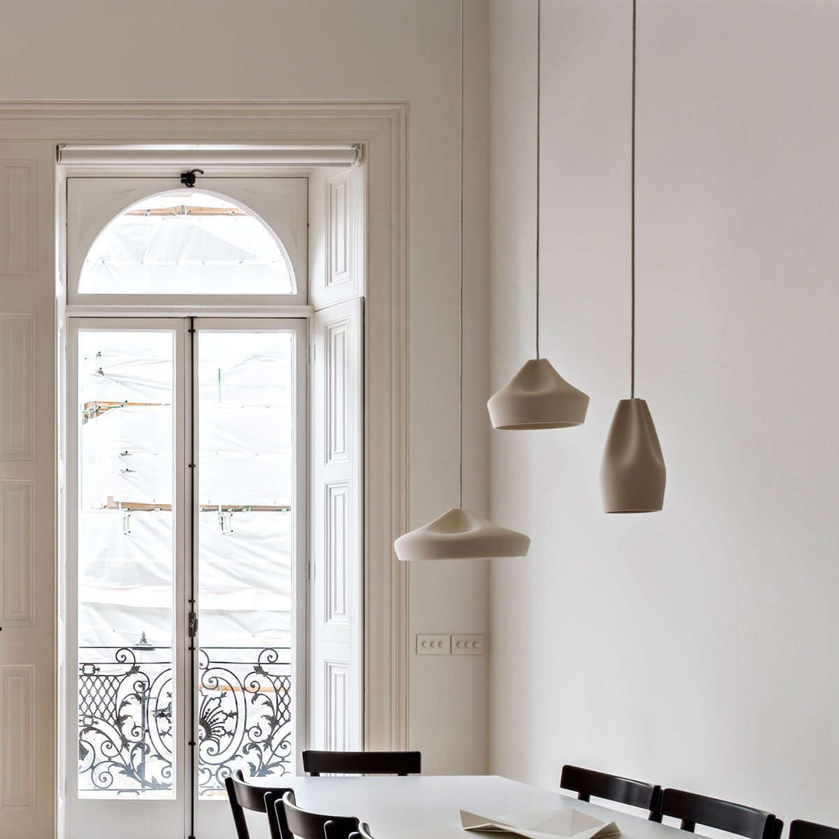 Pleat Box 36 LED Pendant Light | Terracotta Ceramic Shade and Rose