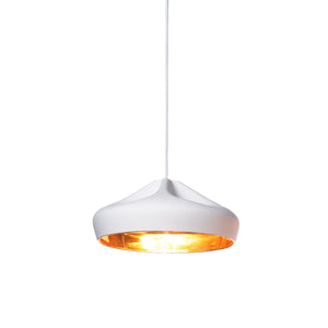 Pleat Box 36 LED Pendant Light | White Ceramic Shade and Rose