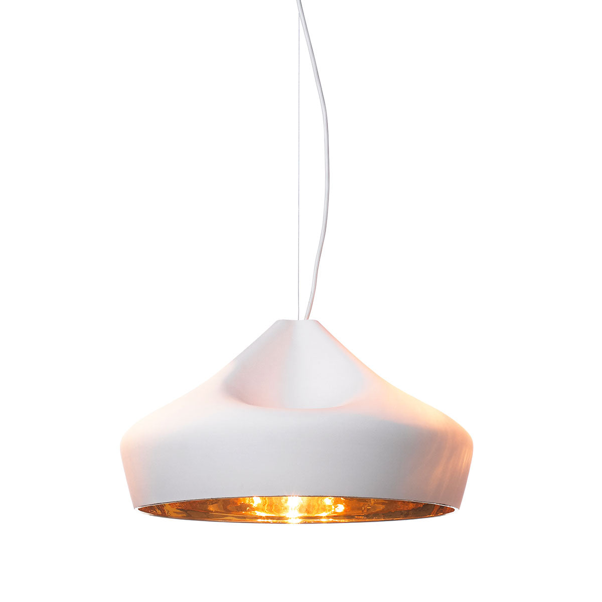 Pleat Box 47 Pendant Light | White Ceramic Shade and Rose
