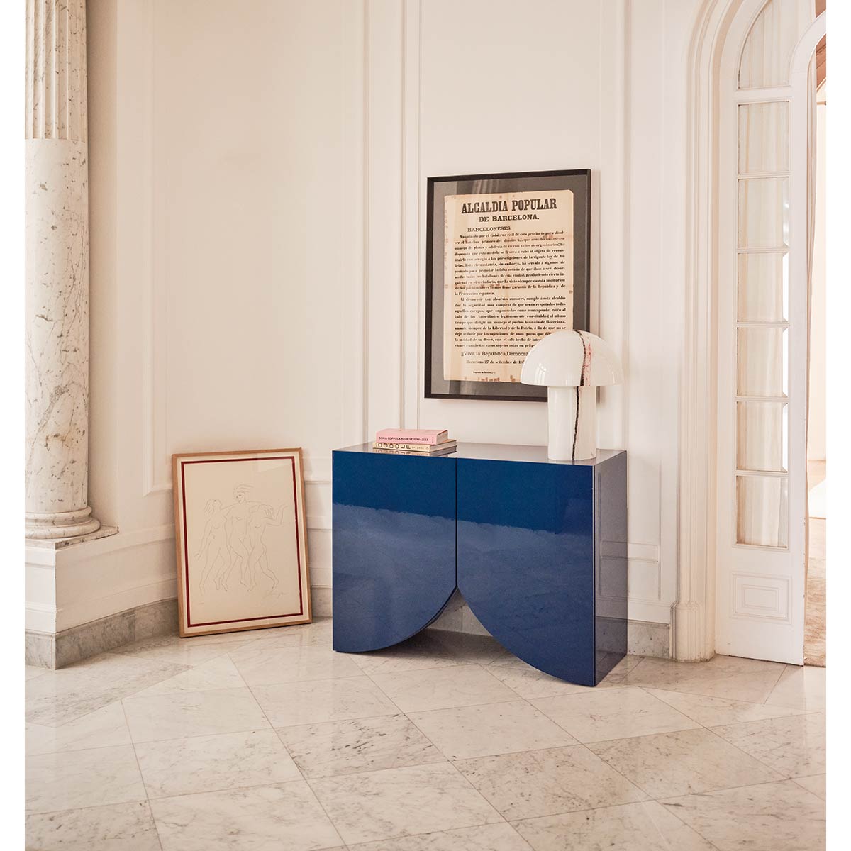 Bridges Cabinet Curtain | Small in Blue Gloss Lacquer