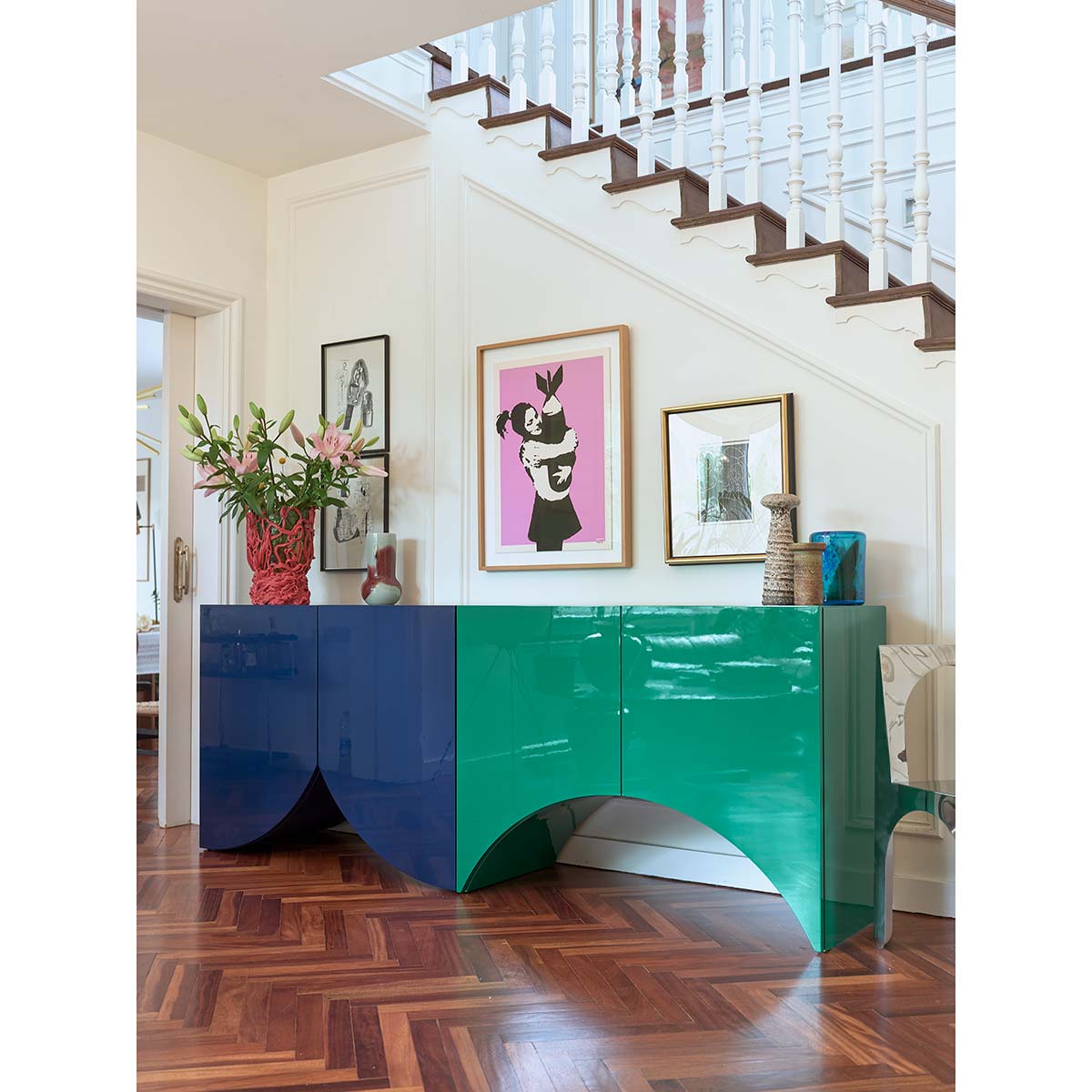Bridges Cabinet Arch | Small in Blue Gloss Lacquer