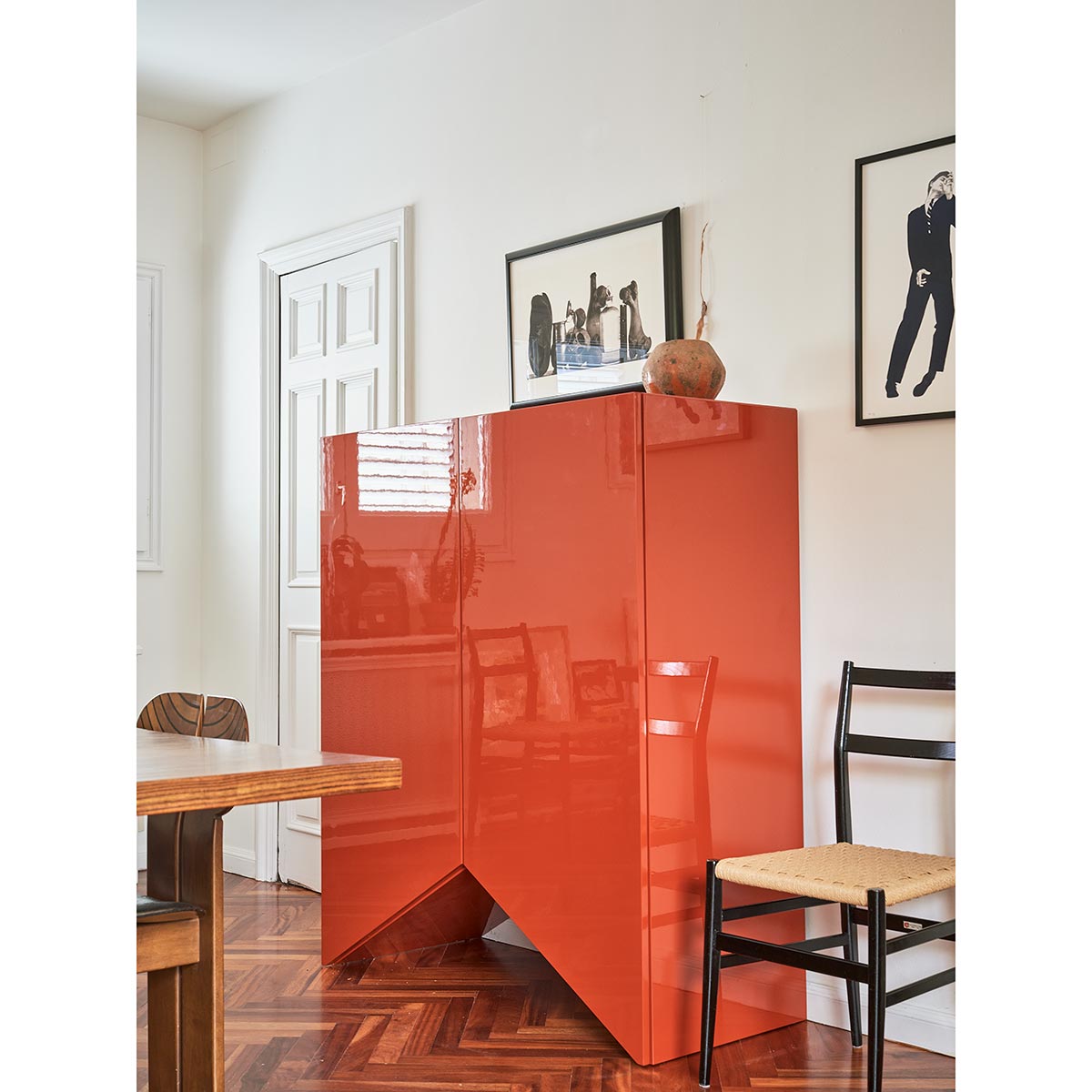 Bridges Cabinet Triangle | Medium in Red Gloss Lacquer