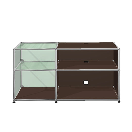 USM Glass Media Unit | Brown Lacquer Panels