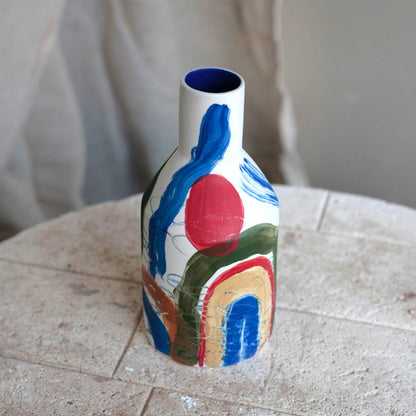 Tall Brushstroke Vase | Multicoloured Porcelain