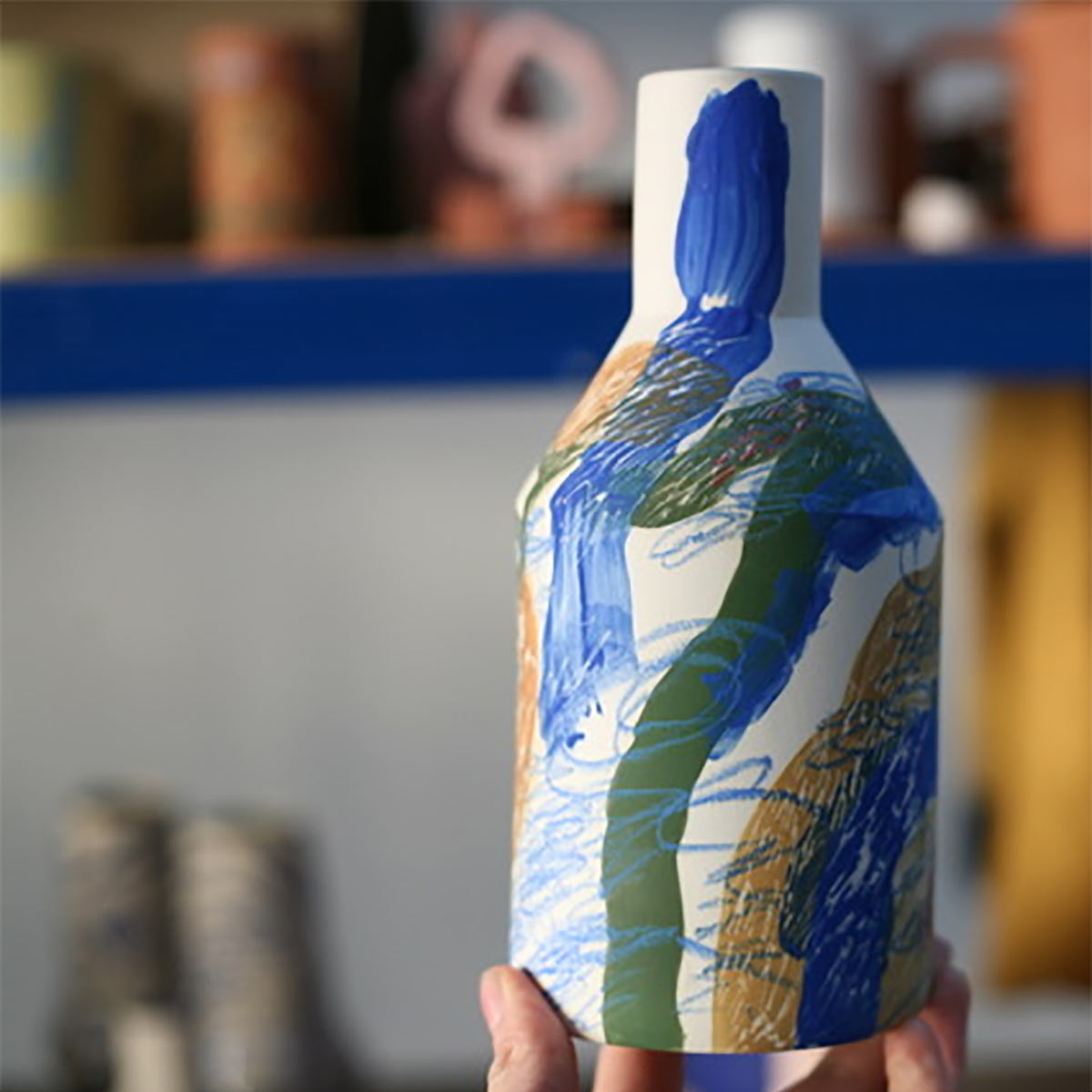 Tall Brushstroke Vase | Multicoloured Porcelain