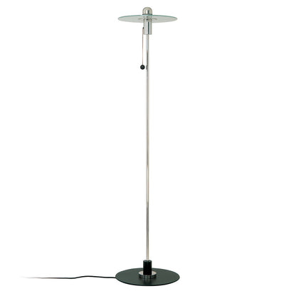 Bauhaus Floor Lamp | Nickel Plated Brass and Black Iron