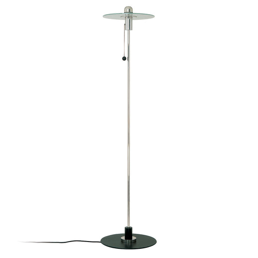 Bauhaus Floor Lamp | Nickel Plated Brass and Black Iron
