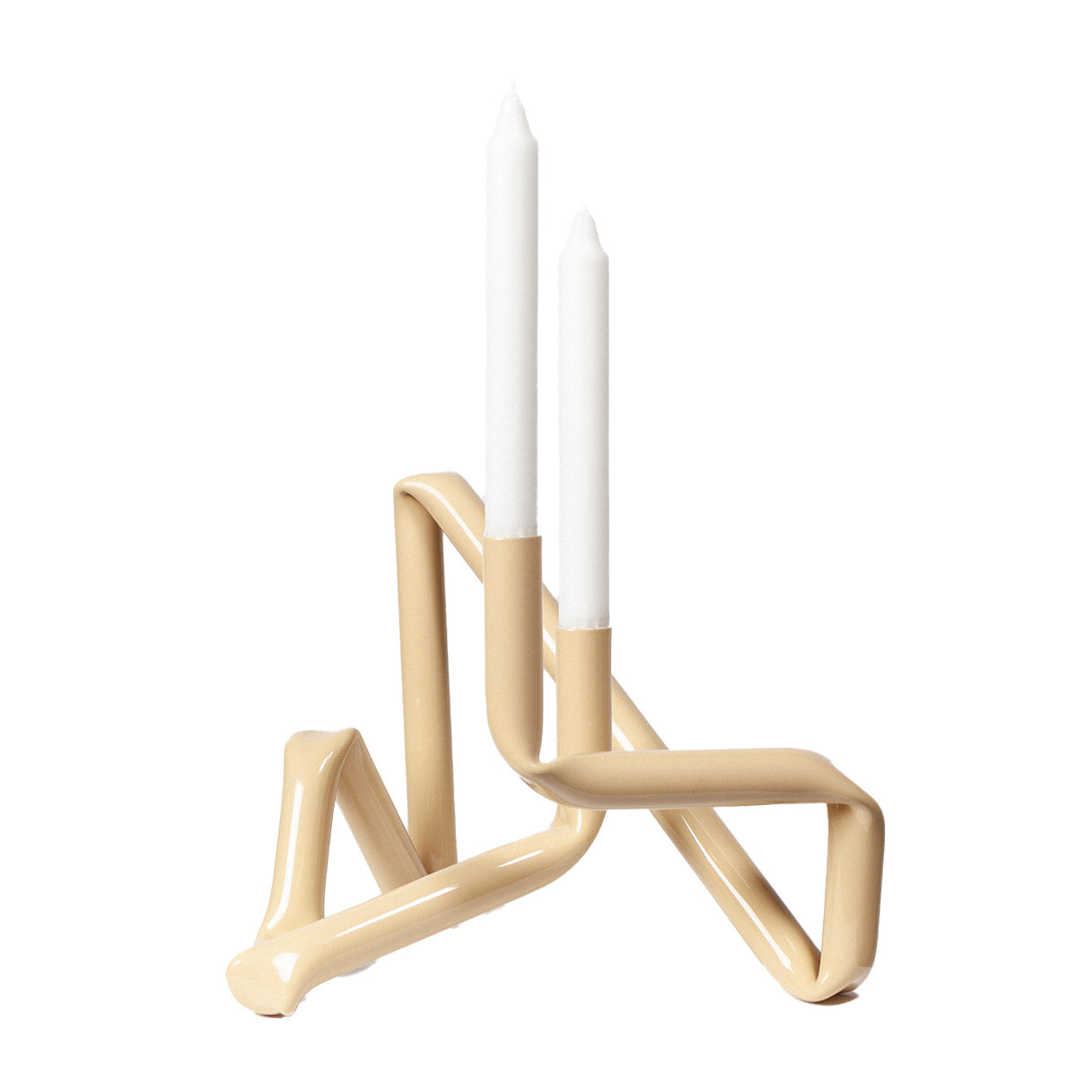 Bucatini Candle Holder | Beige Shiny