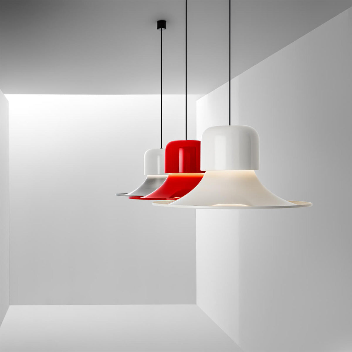 Campana Pendant Light | White Grey Shell Brushed Aluminium Shade