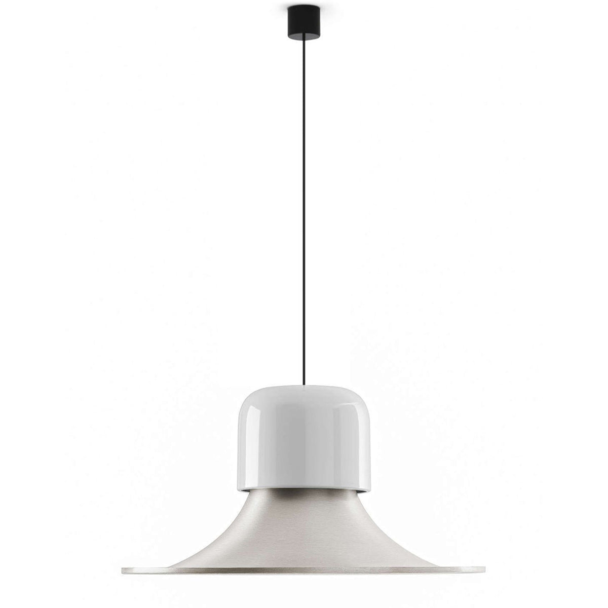 Campana Pendant Light | White Grey Shell Brushed Aluminium Shade
