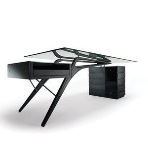 Cavour Desk | Black Stained Oak Frame
