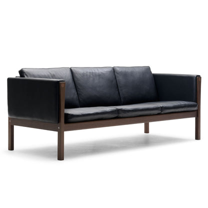 CH163 3 Seat Sofa | Leather Thor 301 Black