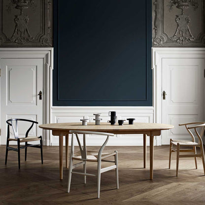 CH338 Extendable Table | White Oiled Oak Top and Frame