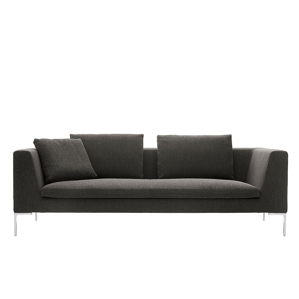 Charles Chaise Longue Sofa | Grey Lodi Upholstery with Teal Lodi Cushions