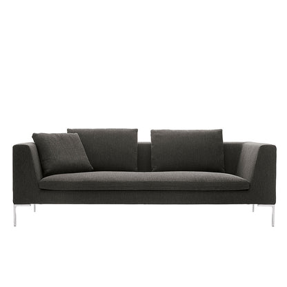 Charles Chaise Longue Sofa | Grey Lodi Upholstery with Teal Lodi Cushions