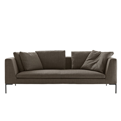 Charles Chaise Longue Sofa | Grey Lodi Upholstery with Teal Lodi Cushions