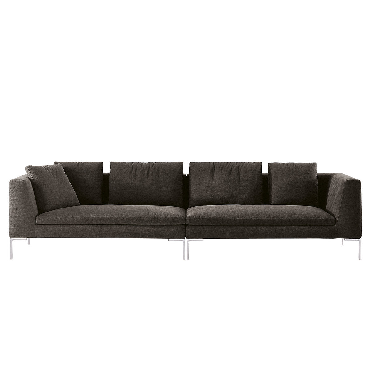 Charles Chaise Longue Sofa | Grey Lodi Upholstery with Teal Lodi Cushions
