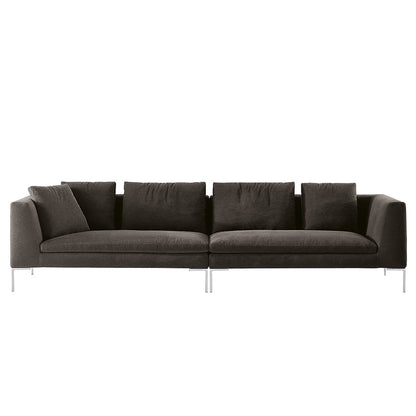 Charles Chaise Longue Sofa | Grey Lodi Upholstery with Teal Lodi Cushions