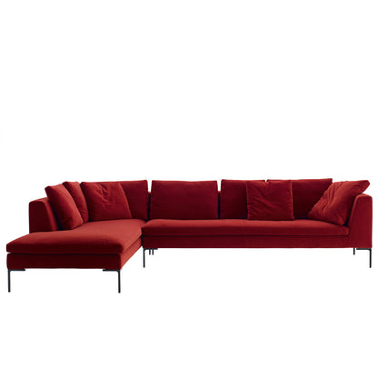 Charles Chaise Longue Sofa | Grey Lodi Upholstery with Teal Lodi Cushions