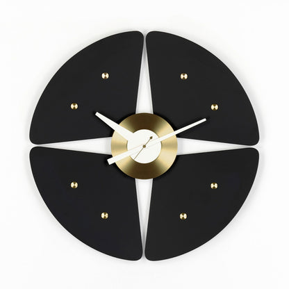 Petal Wall Clock | Black MDF and Brass