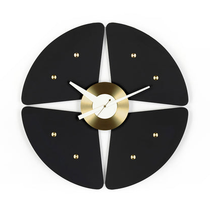 Petal Wall Clock | Black MDF and Brass