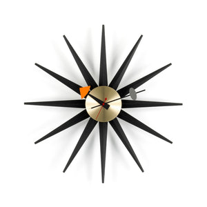 Sunburst Wall Clock | Black Ash and Brass