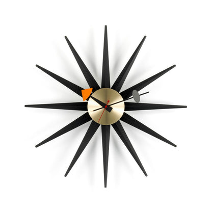 Sunburst Wall Clock | Black Ash and Brass
