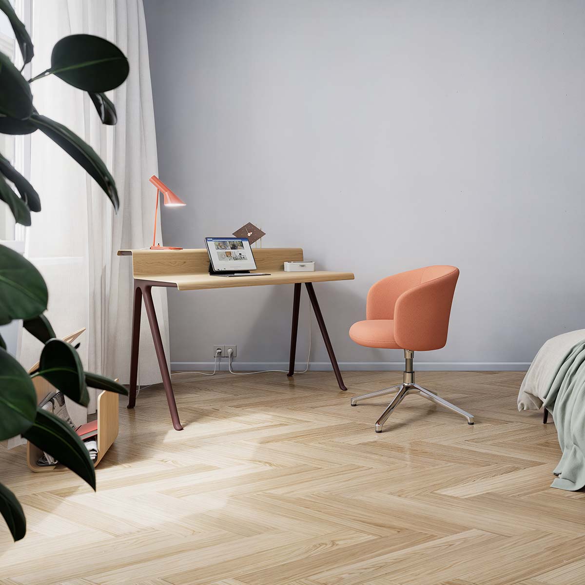 Courier Desk | Light Oak Veneer Top