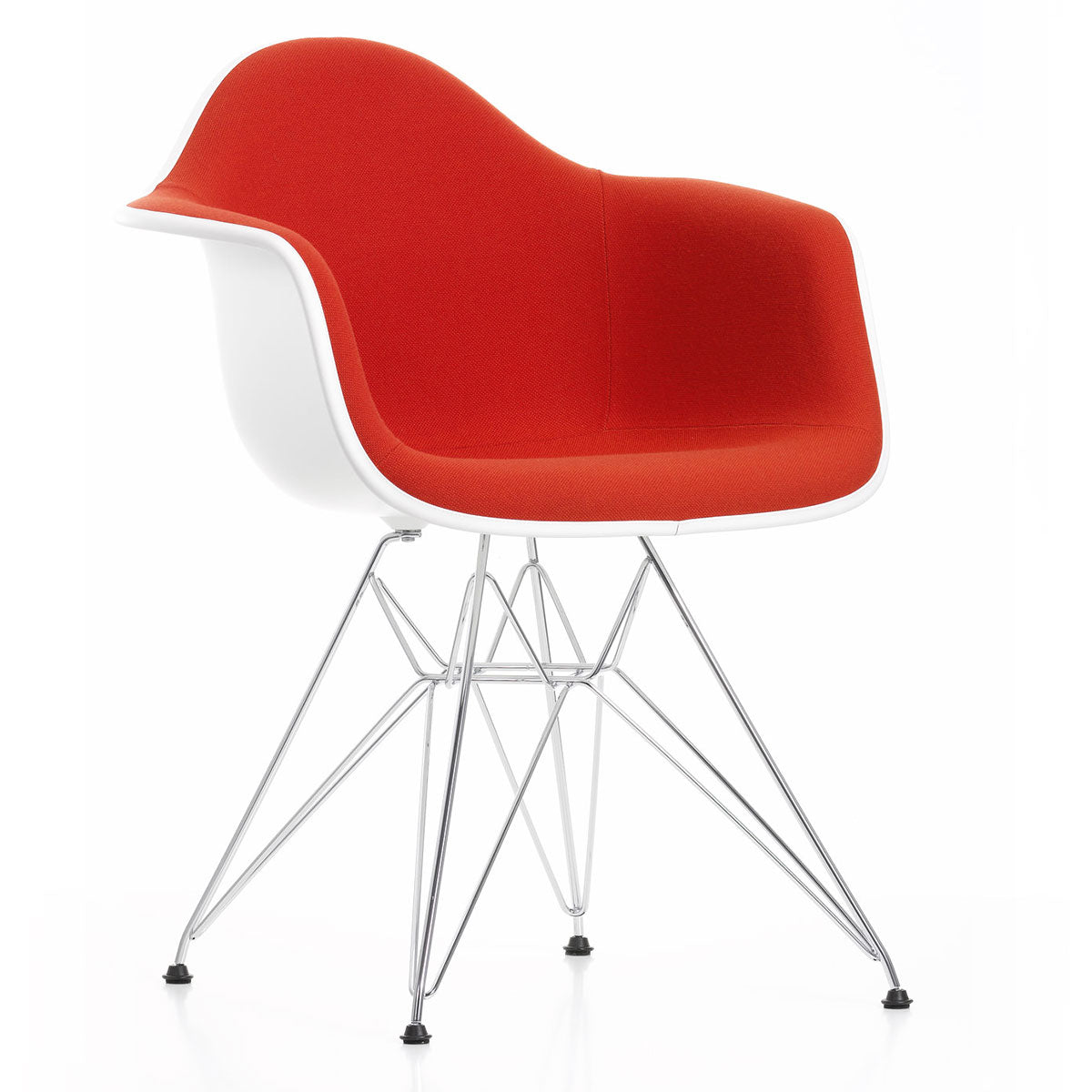 DAR Eames Upholstered Armchair | Red Poppy Red Hopsak Cotton White Shell