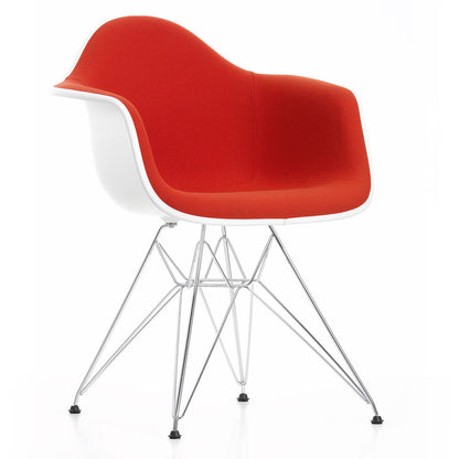 DAR Eames Upholstered Armchair | Red Poppy Red Hopsak Cotton White Shell