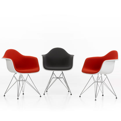 DAR Eames Upholstered Armchair | Red Poppy Red Hopsak Cotton White Shell