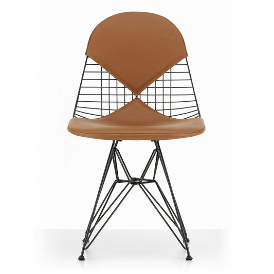 DKR-2 Eames Wire Chair | Cognac Premium F Leather Seat and Back Pad