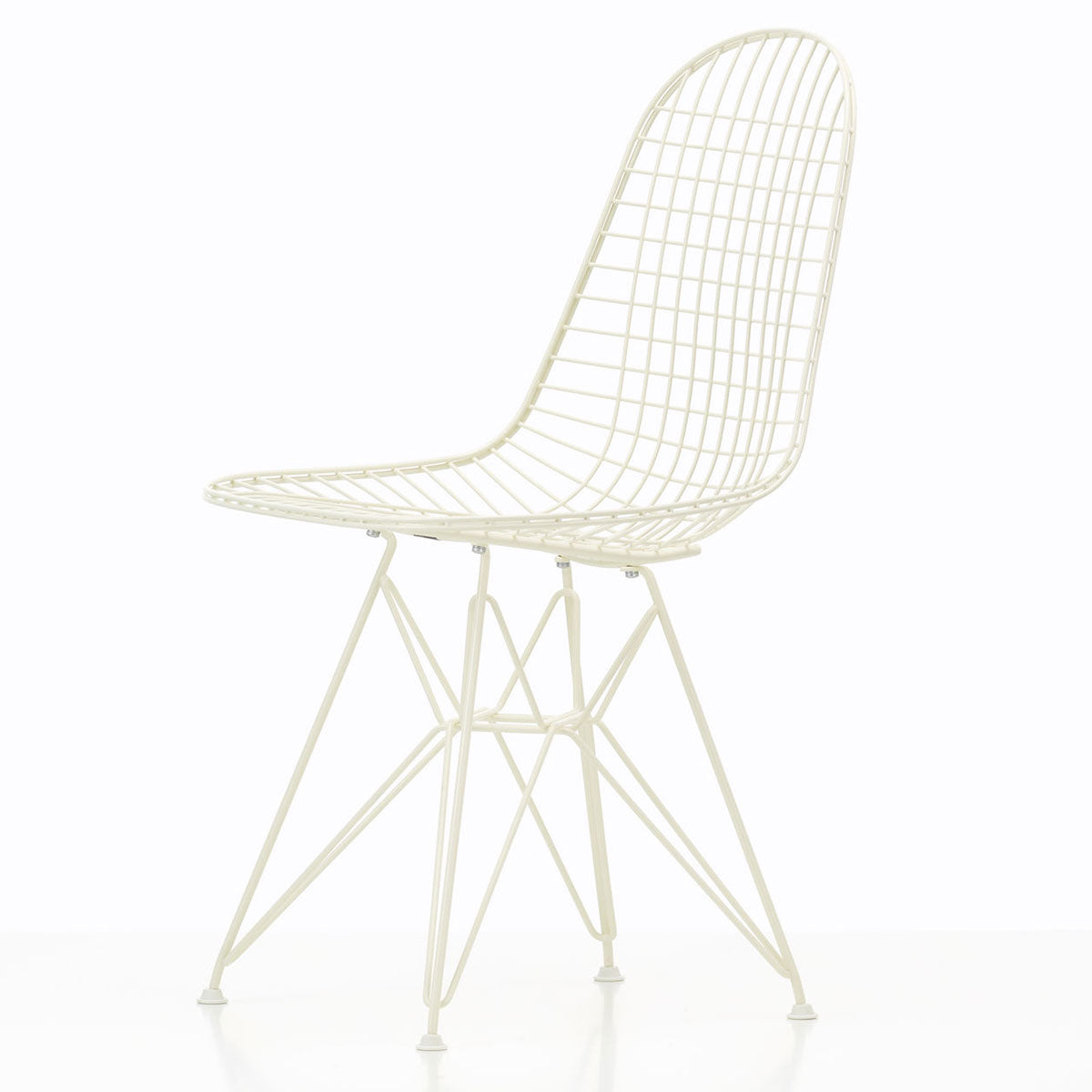 DKR Eames Wire Chair | White Powder Coat Frame White Felt Glides