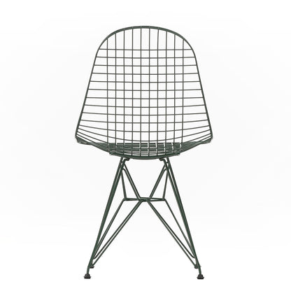 DKR Eames Wire Chair | Dark Green Powder Coat Frame with Black Glides