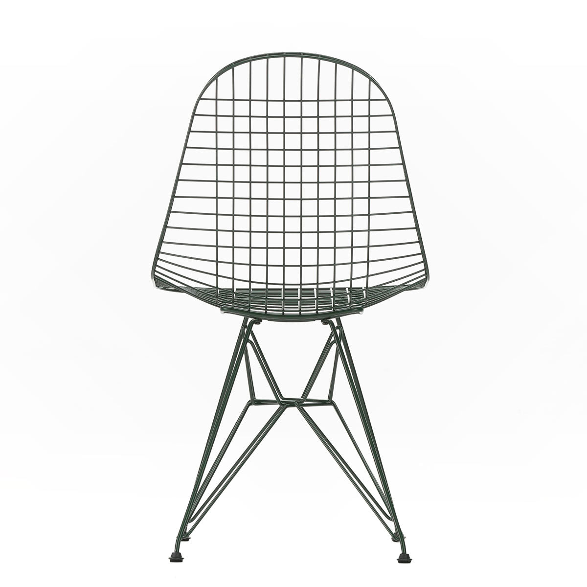 DKR Eames Wire Chair | Dark Green Powder Coat Frame with Black Glides