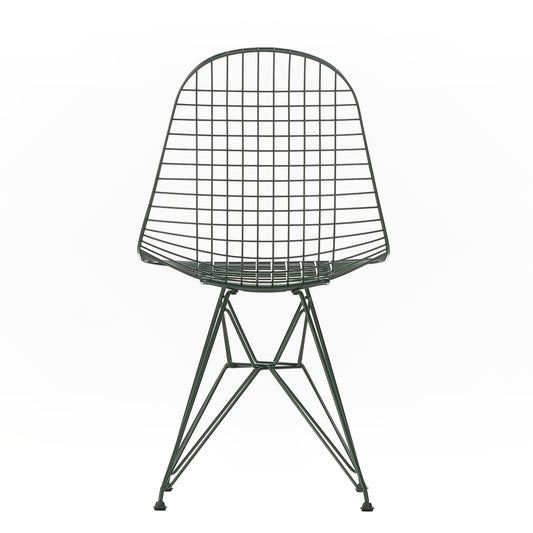 DKR Eames Wire Chair | Dark Green Powder Coat Frame with Black Glides